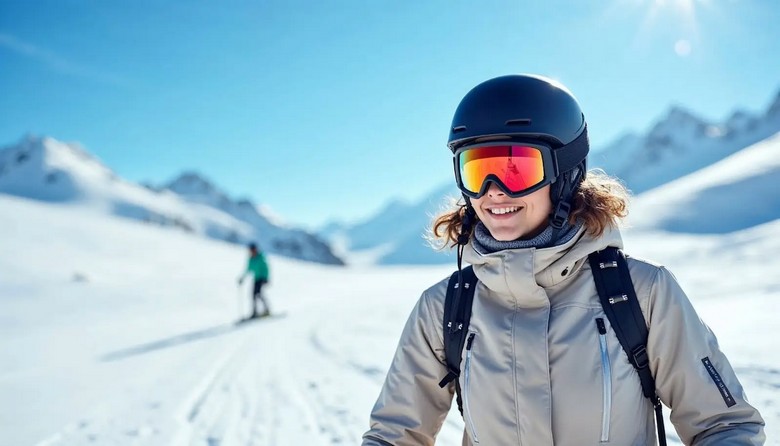 Du khách đeo kính râm và che khăn kín mặt trên nền tuyết gần Trại nền Everest