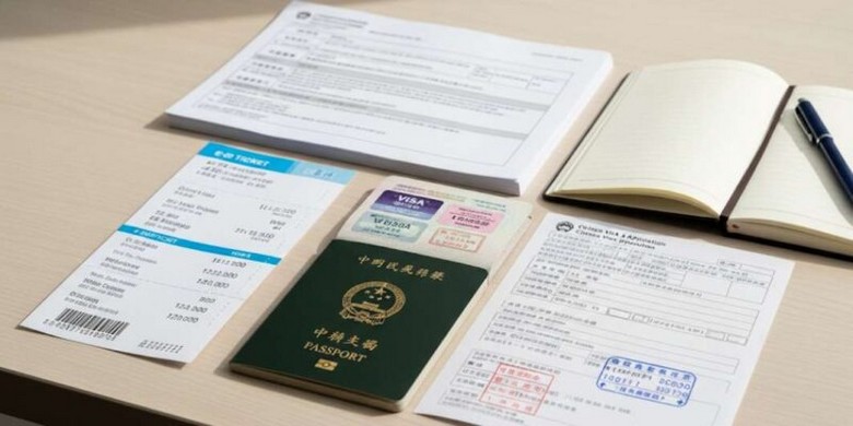 Hộ chiếu và bản sao visa Trung Quốc chuẩn bị gửi công ty lữ hành